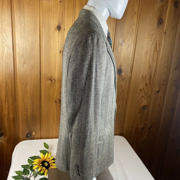 VTG Brooks Brothers Brooksgate Blazer Jacket Suit Coat Gray Herringbone USA 44R - Picture 10 of 12